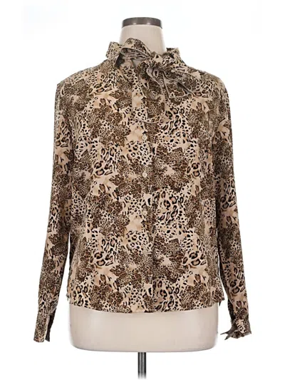 Pre-owned White Stag Long Sleeve Blouse In Brown