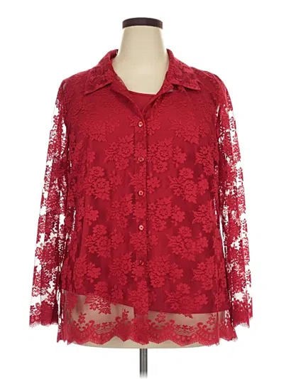 Pre-owned White Stag Long Sleeve Blouse In Red