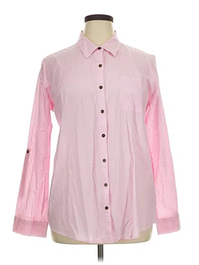 Pre-owned White Stag Long Sleeve Button Down Shirt In Pink