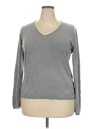 Pre-owned White Stag Long Sleeve Top Gray V-neck Tops