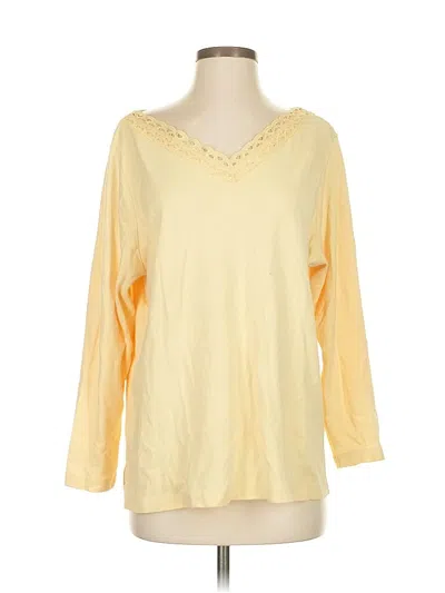 Pre-owned White Stag Long Sleeve Top Yellow Scoop Neck Tops