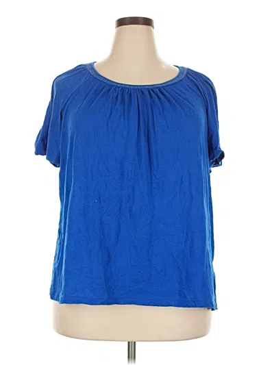 Pre-owned White Stag Short Sleeve Blouse In Blue
