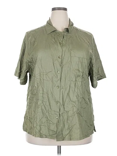 Pre-owned White Stag Short Sleeve Blouse In Green