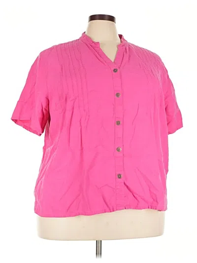 Pre-owned White Stag Short Sleeve Blouse In Pink