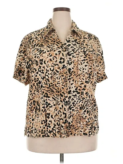 Pre-owned White Stag Short Sleeve Blouse In Tan