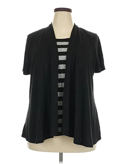 Pre-owned White Stag Short Sleeve Top Black Plunge Neckline Tops