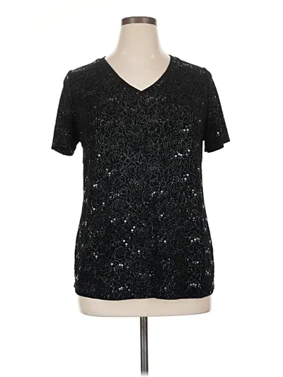 Pre-owned White Stag Short Sleeve Top Black V Neck Tops