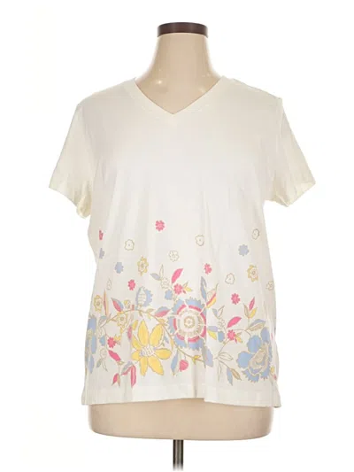 Pre-owned White Stag Short Sleeve Top Ivory V Neck Tops In White