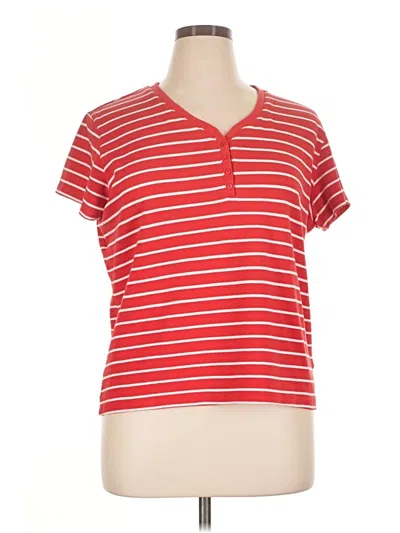 Pre-owned White Stag Short Sleeve Top Red V-neck Tops