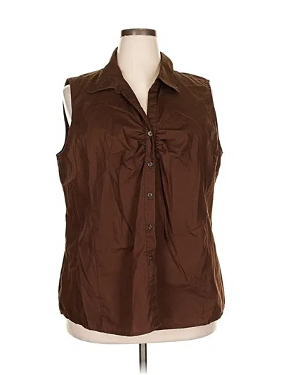 Pre-owned White Stag Sleeveless Button Down Shirt In Brown