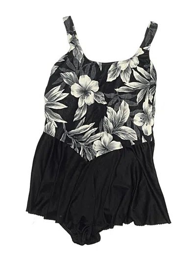 Pre-owned White Stag Swimsuit Top Black Floral Pattern Swimwear