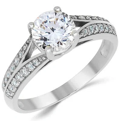 Pre-owned White Star Jewels 14k Solid White Gold Cz Cubic Zirconia Solitaire Engagement Ring 1.0 Ct. In White/colorless