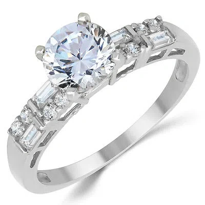 Pre-owned White Star Jewels 14k Solid White Gold Cz Cubic Zirconia Solitaire Engagement Ring 1.0 Ct. In White/colorless