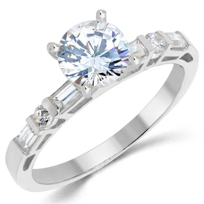 Pre-owned White Star Jewels 14k Solid White Gold Cz Cubic Zirconia Solitaire Engagement Ring 1.0 Ct. In White/colorless