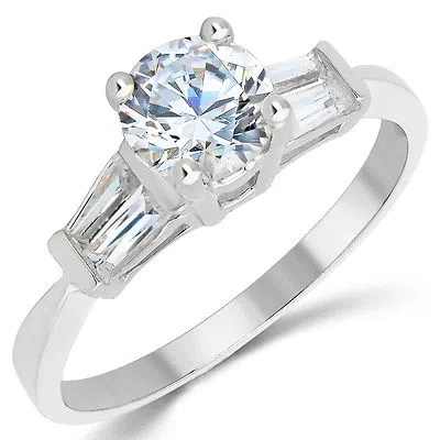 Pre-owned White Star Jewels 14k Solid White Gold Cz Cubic Zirconia Solitaire Engagement Ring 1.0 Ct. In White/colorless