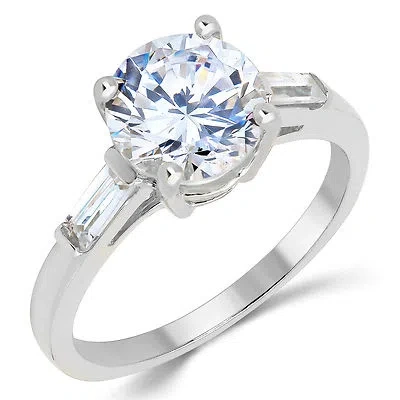 Pre-owned White Star Jewels 14k Solid White Gold Cz Cubic Zirconia Solitaire Engagement Ring 1.9 Ct. In White/colorless