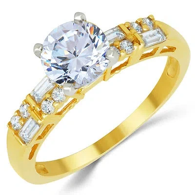 Pre-owned White Star Jewels 14k Solid Yellow Gold Cz Cubic Zirconia Solitaire Engagement Ring 1.0 Ct. In White/colorless