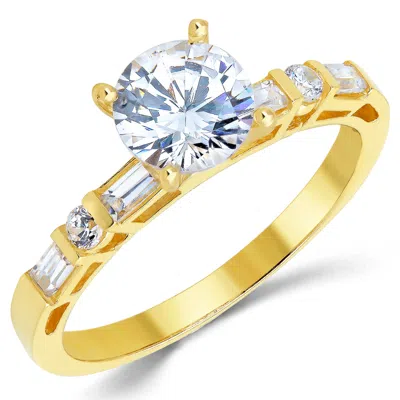Pre-owned White Star Jewels 14k Solid Yellow Gold Cz Cubic Zirconia Solitaire Engagement Ring 1.0 Ct. In White/colorless