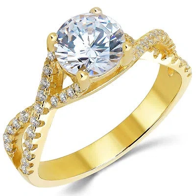 Pre-owned White Star Jewels 14k Solid Yellow Gold Cz Cubic Zirconia Solitaire Engagement Ring 1.25 Ct. In White/colorless