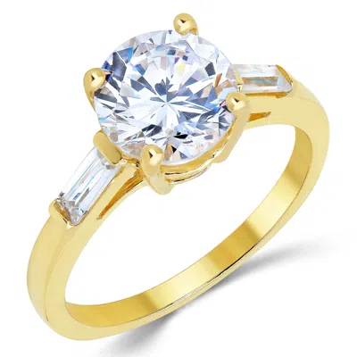 Pre-owned White Star Jewels 14k Solid Yellow Gold Cz Cubic Zirconia Solitaire Engagement Ring 1.9 Ct. In White/colorless