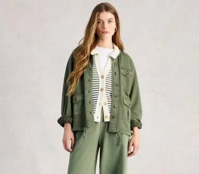 White Stuff Demi Utility Jersey Jacket In Mid Green