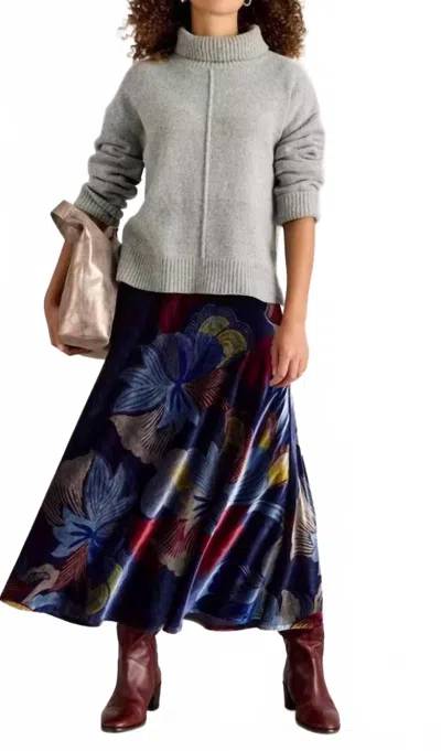 White Stuff Hope Bias Cut Velvet Skirt In Navy In Blue