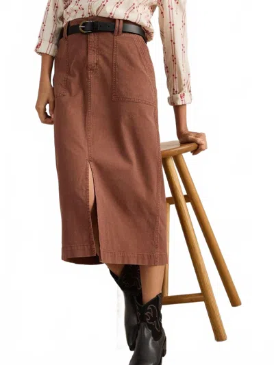 White Stuff Maren Midi Skirt In Dark Tan In Multi