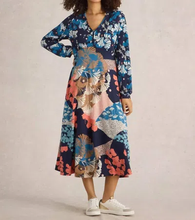 White Stuff Megan Midi Jersey Dress In Navy Multi