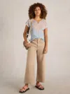 White Stuff Nelly Notch Neck Tee In Ivory In Multi