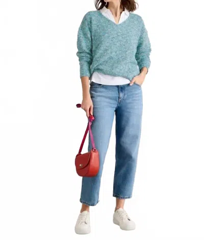 White Stuff Textured V Neck Sweater In Mid Blue