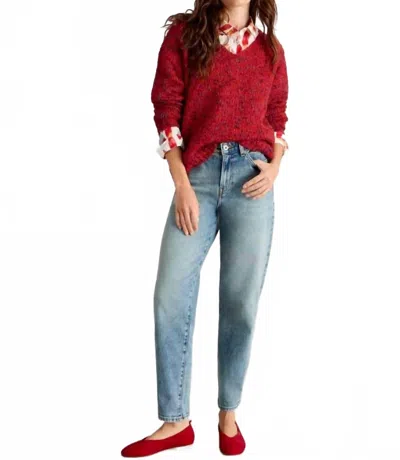 White Stuff Textured V Neck Sweater In Mid Red