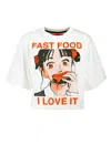 White T-shirt Crop  Fast Food   In