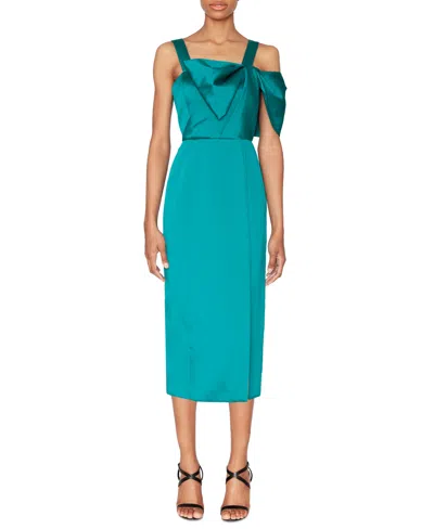 White Tie By Shani Women's Bow-trim Satin Midi Dress