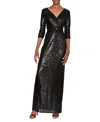 White Tie By Shani Women's V-neck Sequin Gown In Black