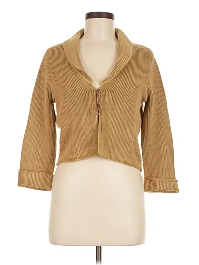 Pre-owned White + Warren 3/4 Sleeve Button Down Shirt In Brown