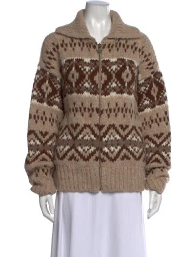 Pre-owned White + Warren Alpaca Patterned Sweater In Brown