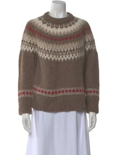 Pre-owned White + Warren Alpaca Printed Sweater In Neutral