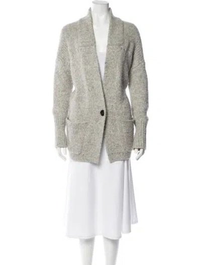 Pre-owned White + Warren Alpaca V-neck Sweater In Gray