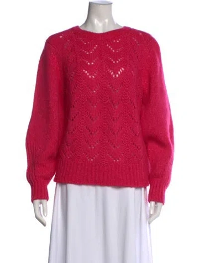 Pre-owned White + Warren Baby Alpaca Crew Neck Sweater In Pink