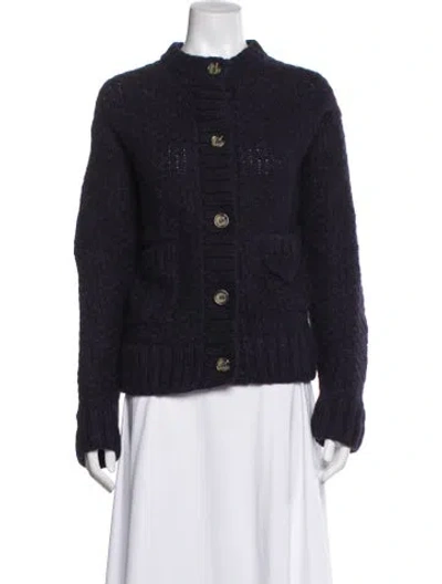 Pre-owned White + Warren Baby Alpaca Open Front Sweater In Blue