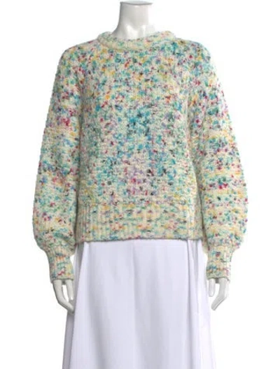 Pre-owned White + Warren Baby Alpaca Patterned Sweater In Multi