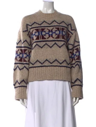 Pre-owned White + Warren Baby Alpaca Patterned Sweater In Neutral