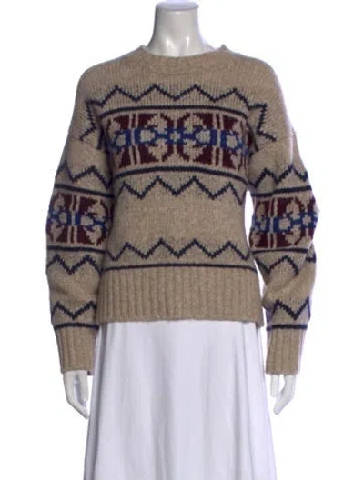 Pre-owned White + Warren Baby Alpaca Patterned Sweater In Neutral