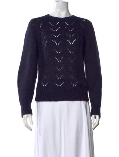 Pre-owned White + Warren Baby Alpaca Patterned Sweater In Purple
