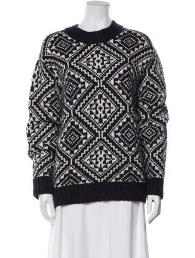 Pre-owned White + Warren Baby Alpaca Printed Sweater In Multi