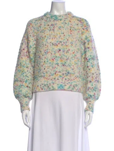 Pre-owned White + Warren Baby Alpaca Printed Sweater In Neutral