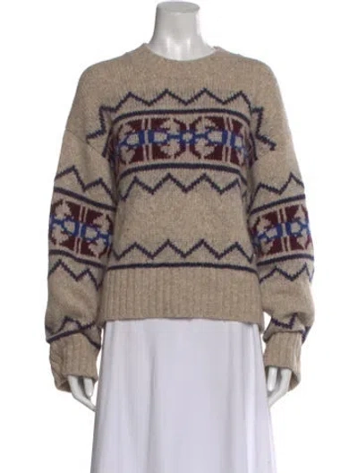Pre-owned White + Warren Baby Alpaca Printed Sweater In Neutral