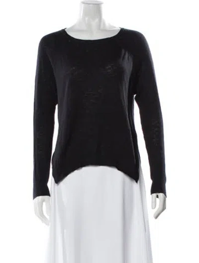 Pre-owned White + Warren Bateau Neckline Long Sleeve Sweatshirt In Black