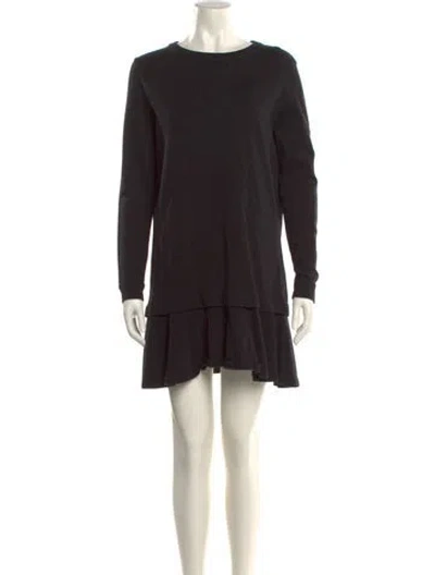 Pre-owned White + Warren Bateau Neckline Mini Dress In Black