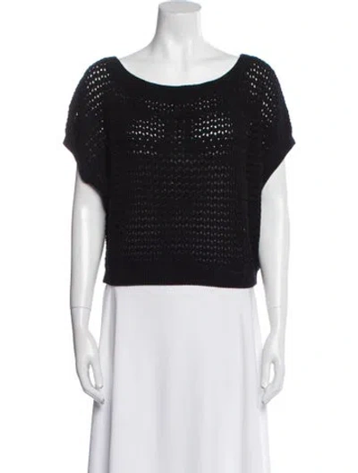 Pre-owned White + Warren Bateau Neckline Sweater In Black